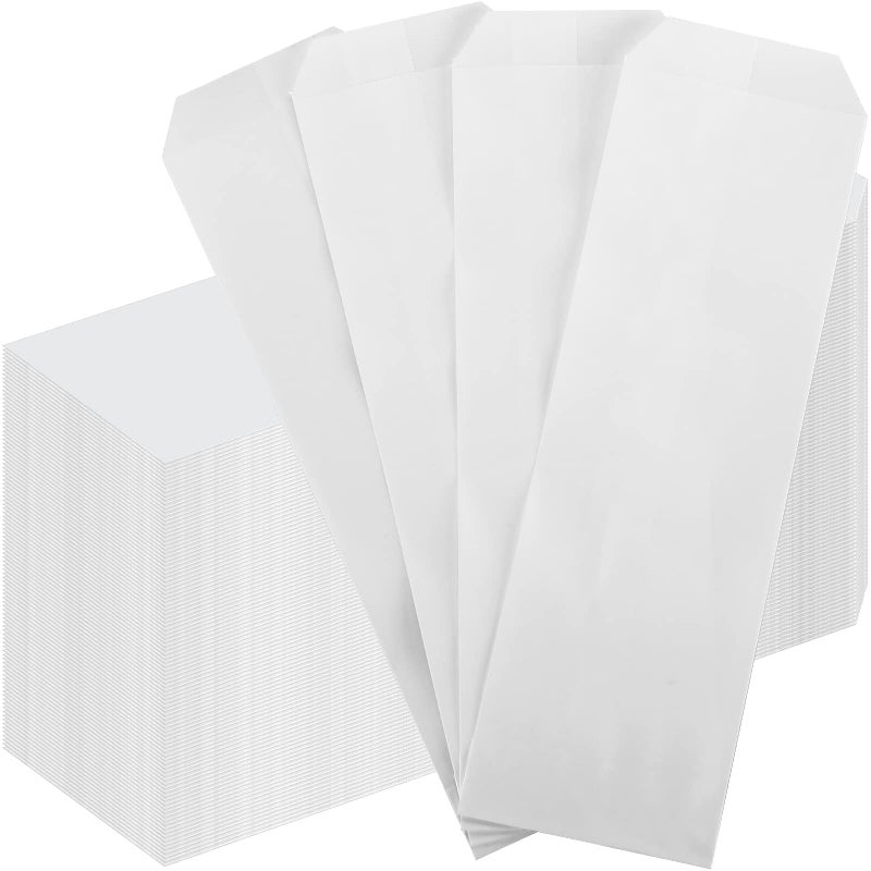 Yexiya 1000 Pieces White Silverware Bags Churro Bags 3 x 10 Inch Kraft Silverware Sleeves Paper Utensil Sleeves for Kitchen Cutlery Utensil Oilproof Pretzel Rod Cookies Bakery Treats